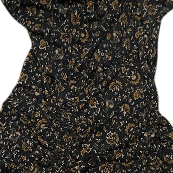 Veronica Beard Revolve Gretna Black Floral Print Ruched Mock Neck Dress Size M - Picture 5 of 12